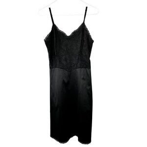 Vintage Vanity Fair Slip Dress Black Nylon Lace 36 Whimsy Goth  Fairy Witchy USA